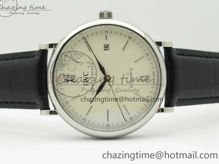 MIROTIME 1230 Portofino Automatic SS FKF 1:1 Best Edition White Dial SS Markers on Black Leather Strap A QuickDry 7138